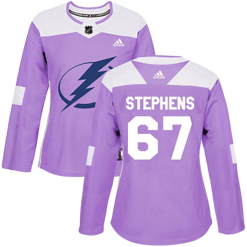Adidas Tampa Bay Lightning #67 Mitchell Stephens Purple Authentic Fights Cancer Women Stitched NHL Jersey